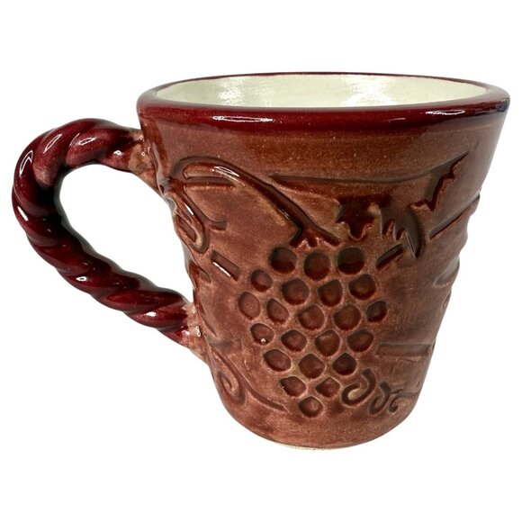 2 Fioriware Jardinware Grape Garland Embossed Leaf Coffee Mugs Twisted Handles - Picture 4 of 12